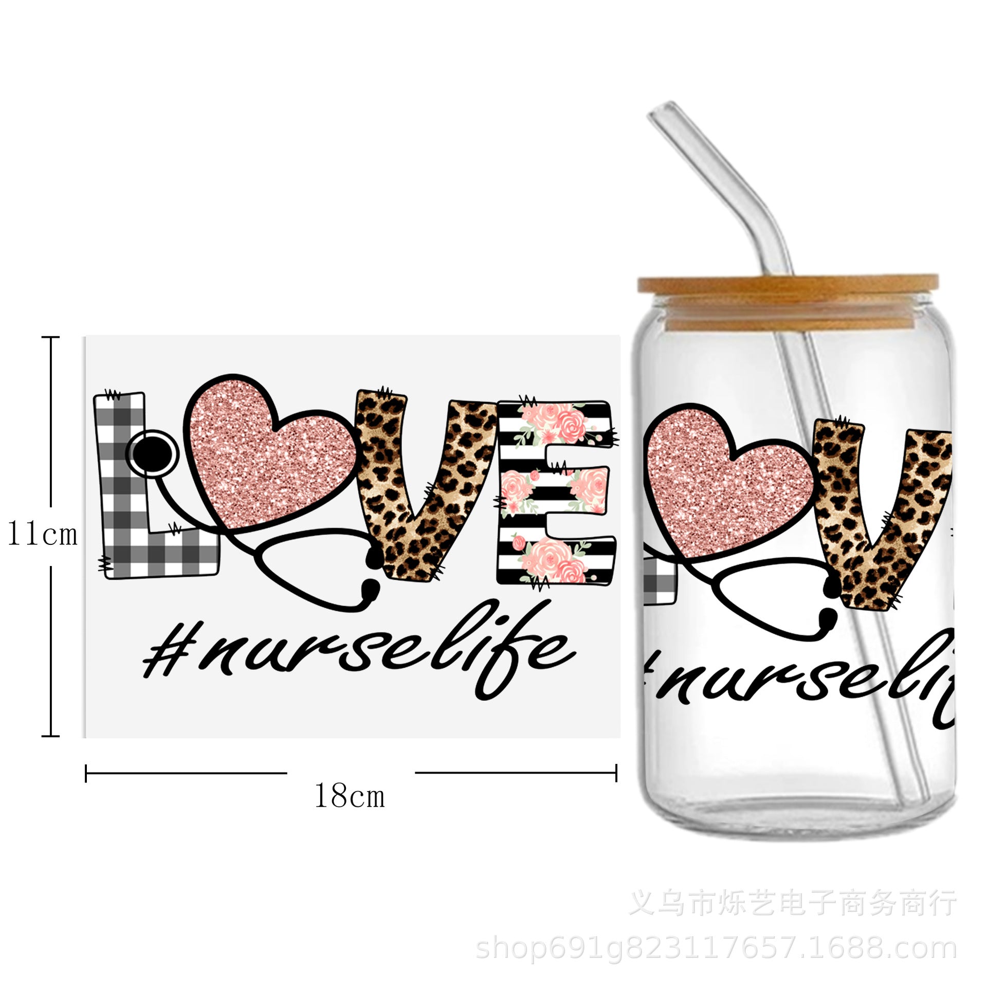 Wholesale Medical Nurse Doctor Health Series UV DTF Transfer Crystal Label Cup Sticker